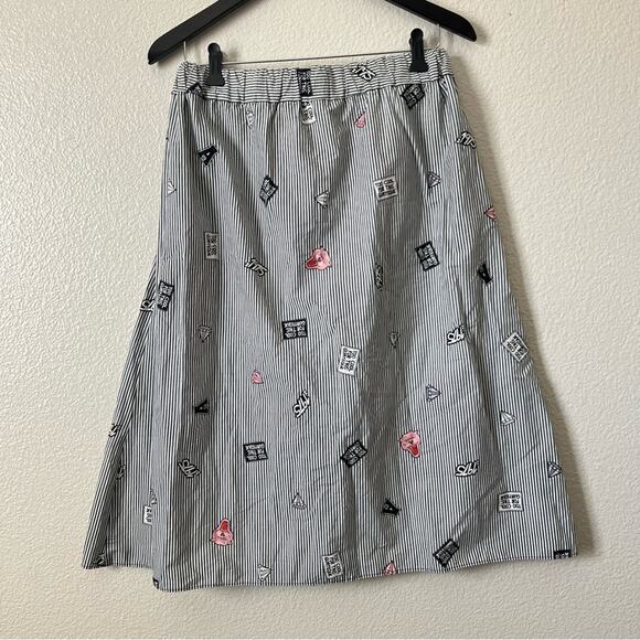 Zara Too Cool For This Guateque pinstripe skirt midi blue white - Picture 4 of 5